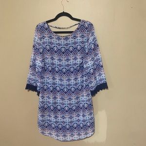 Purple long sleeve patterned dress from macys
